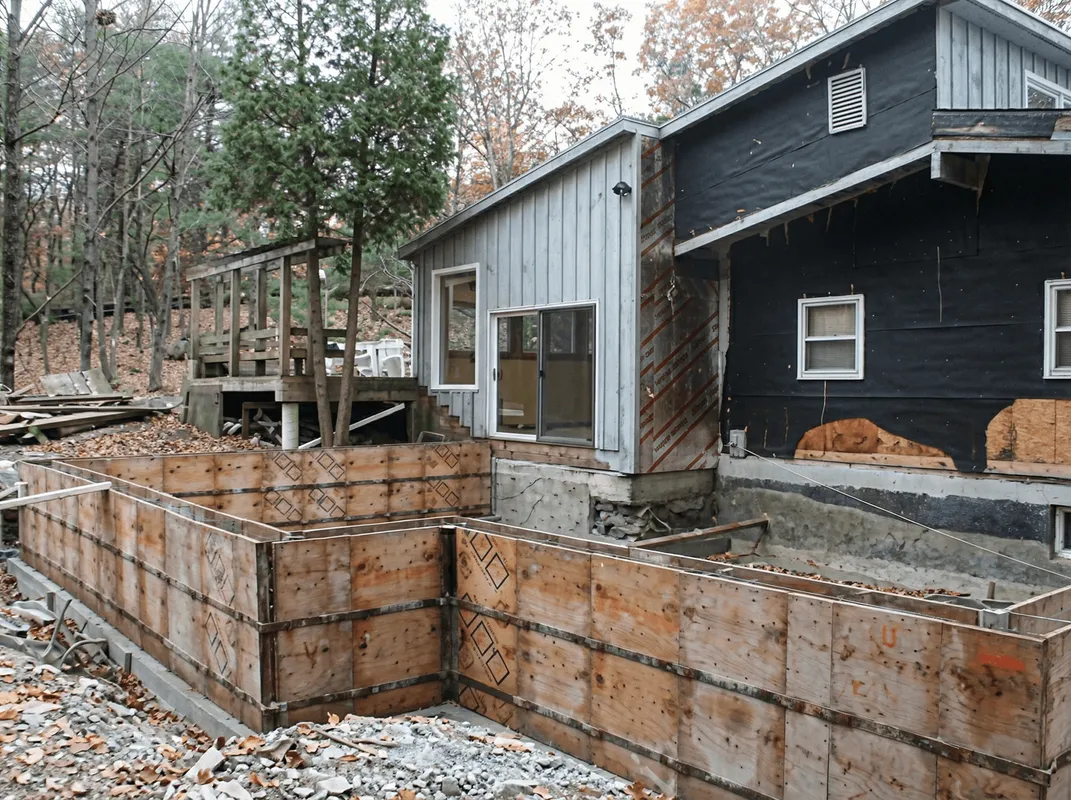 Prepared site with foundation forms for home remodeling and addition project in El Paso, TX